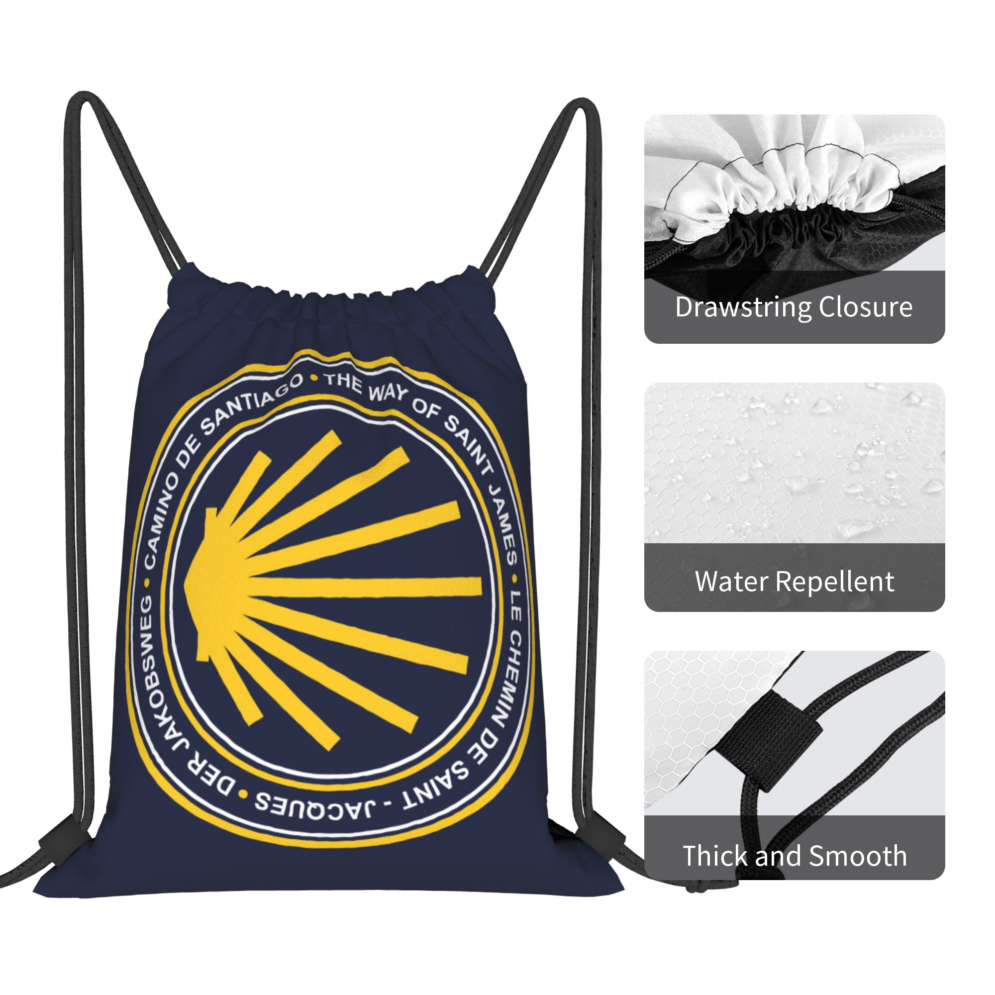 Custom Camino de Santiago Navy - Drawstring Gym Bag 评论和价格