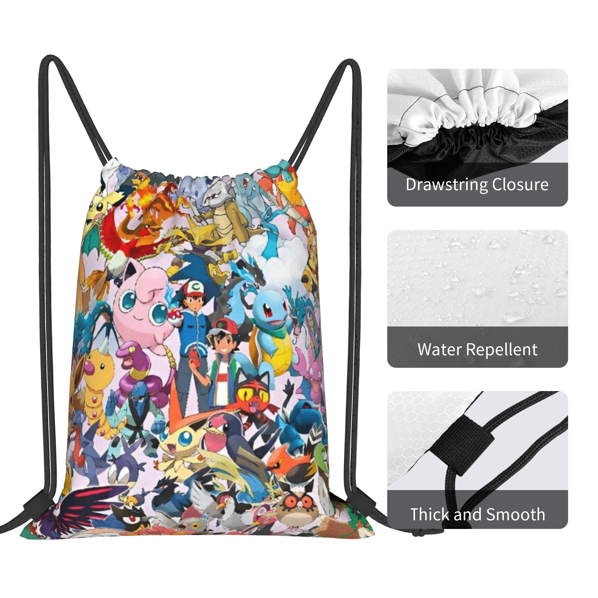 Lovely Cartoon Poke-Mon Bag Dr - Drawstring Gym Bag 评论和价格