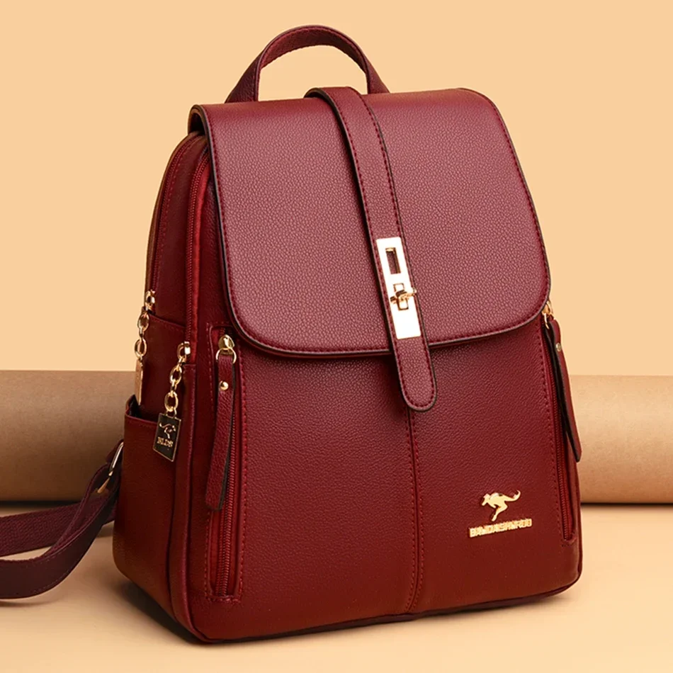 Women Leather Large Capacity B - Leather Backpack Vintage 评论和价格